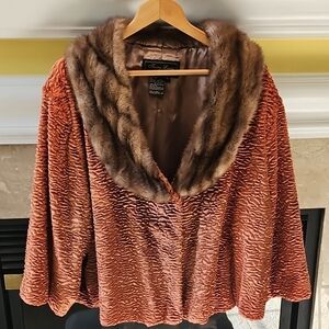 Vintage Terry Lewis Classic Luxuries Size 3X Jacket w/Mink Collar